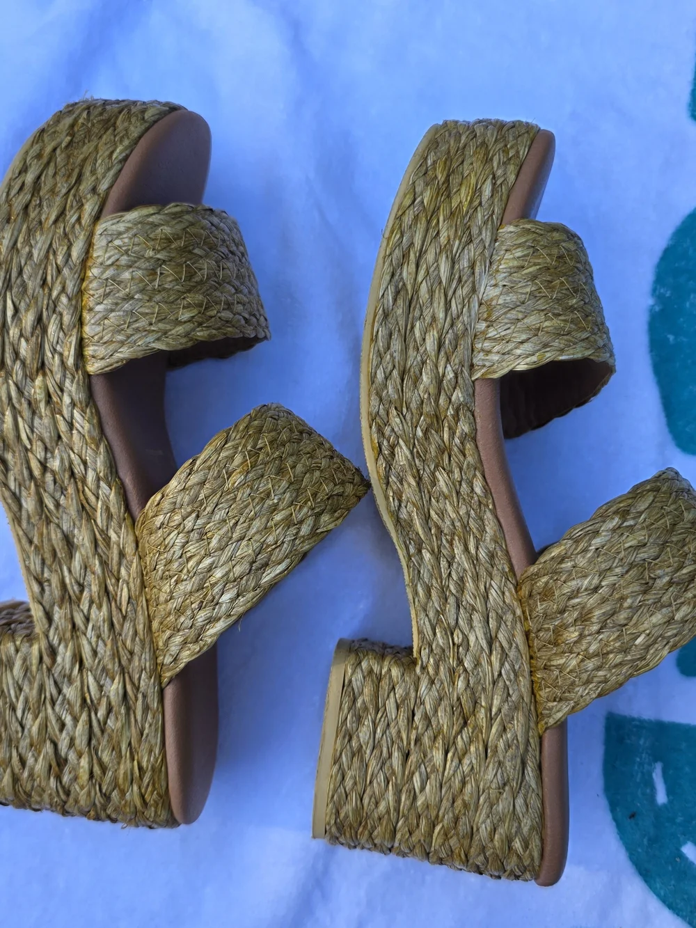 Matisse Beach Woven Straw Platform Slide Sandals - Natural Tan